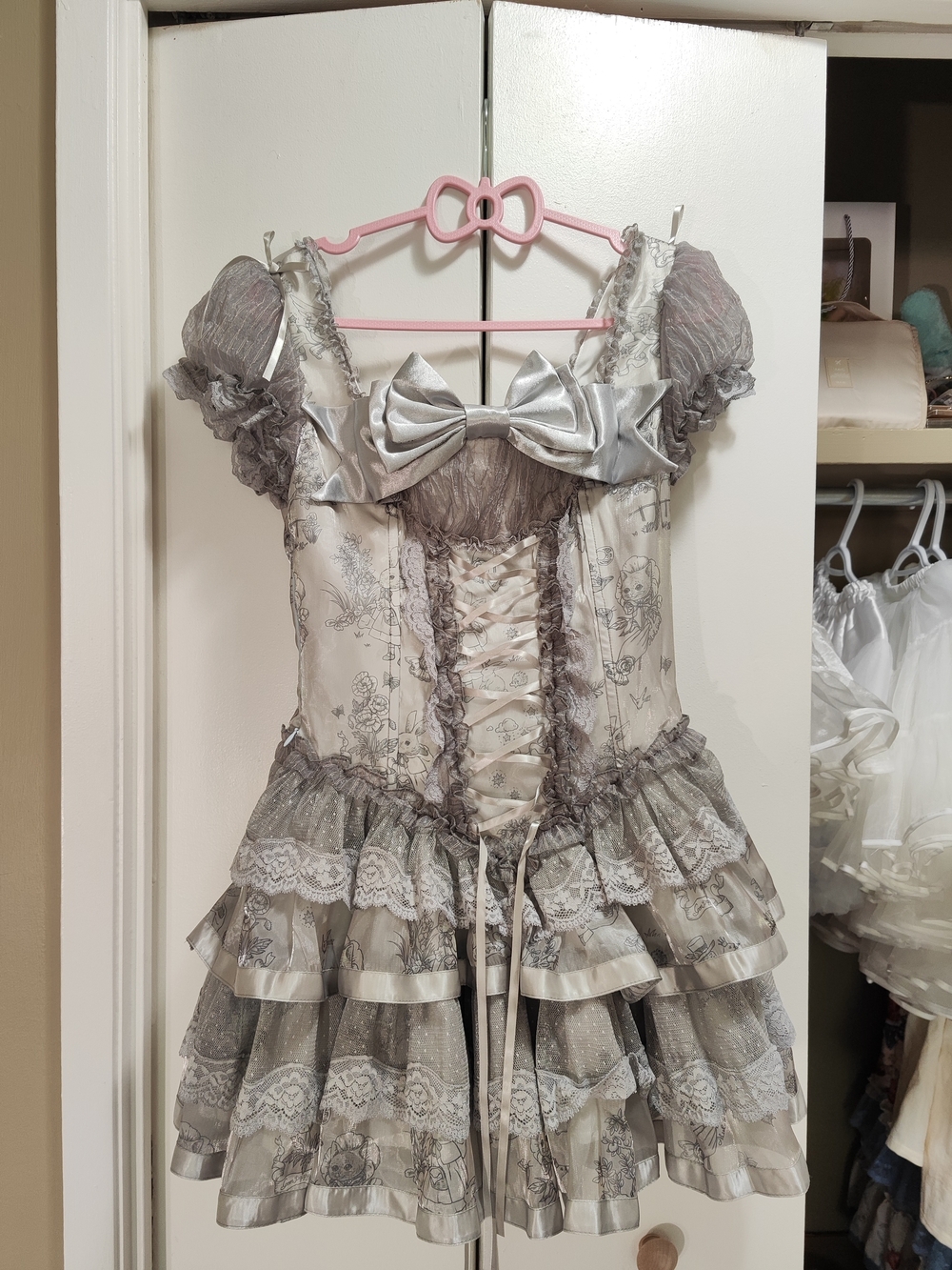 Vintage-inspired taupe Lolita dress